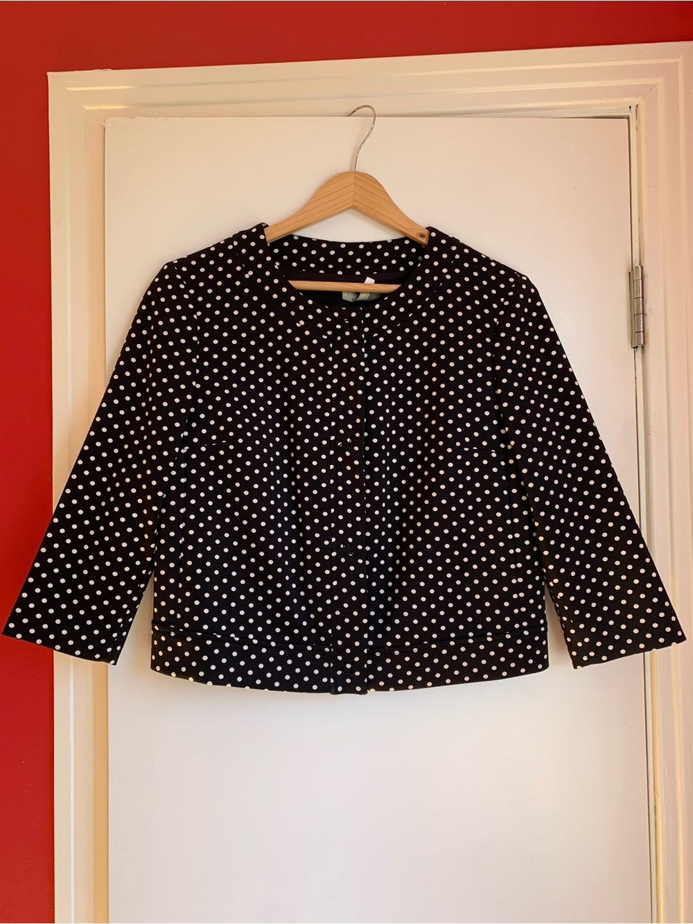 Polka Dot Crewneck Women's jacket Black with White Dots